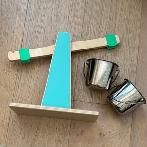LOVEVERY Wooden Balance Scale Toy with Buckets